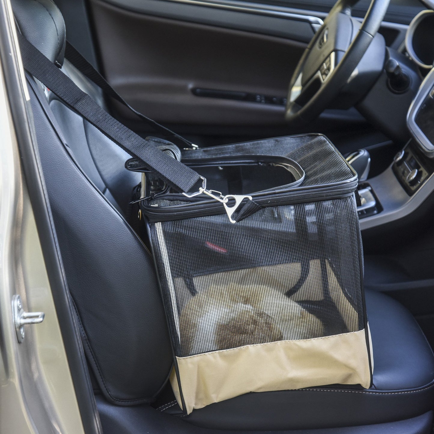 Portable Folding Pet Carrier w/ Safety Belt