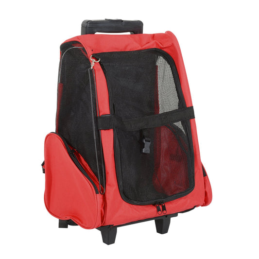 Rolling Backpack Pet Carrier (Red)