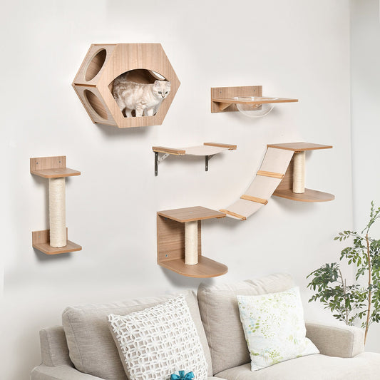 5PCs Pet Wall-mounted Climbing Frame Shelf Set