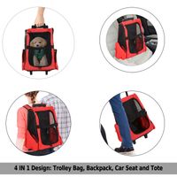 Rolling Backpack Pet Carrier (Red)