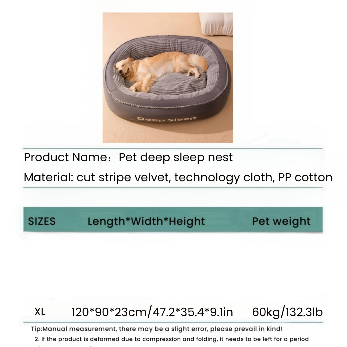Dog Bed Cushion with Soft, Warm & Durable